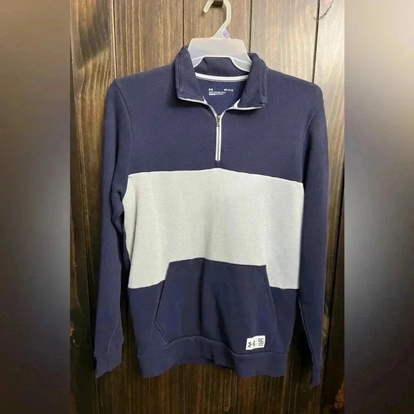 Under Armour UA Playback Fleece 1/4 Zip Navy/Gray Size:Medium - Picture 6 of 15
